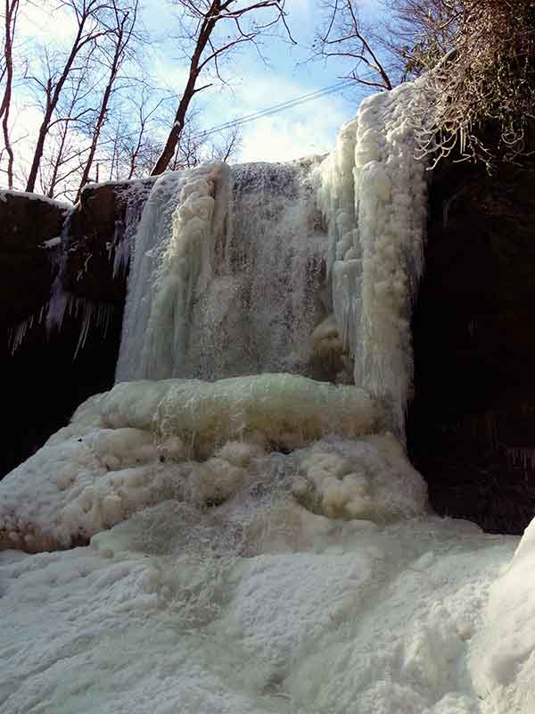 Cucumber Falls in winter