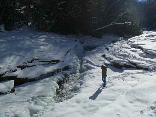 Meadow Run natural Water slides frozen