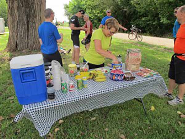 Katy bike tour supplies food along the way