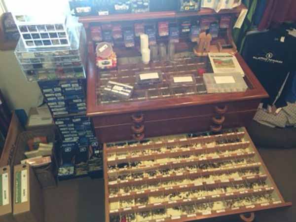 Ohiopyle fly shop fly cabinet