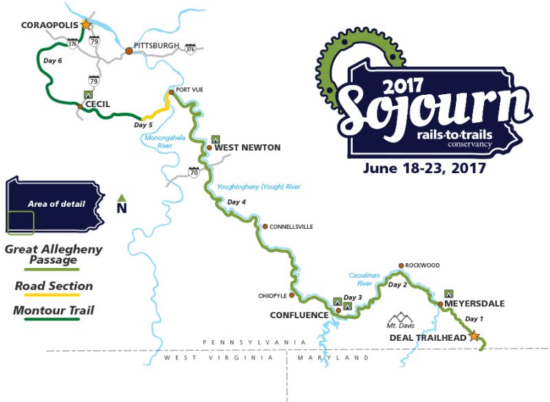 Rails-to-Trails-Conservancy Sojourn 2017 Map
