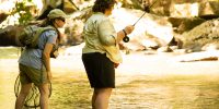 women fly fishing ohiopyle