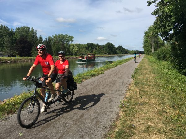 Erie canal tandem bike fun on Wilderness Voyageurs Erie Canal Bike Tour