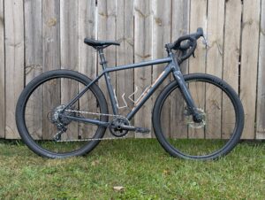 photo of a grey kona gravel bike