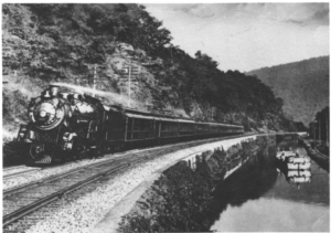 historic photo of B&O railway by canal