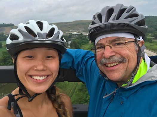 Father and Daughter Riding on a Bike Tour on GAP Trail with Wilderness Voyageurs Bike Tours