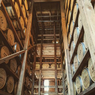 Bourbon Barrels in Kentucky Distillery while Bikeing Bourbon Country on Wilderness Voyageurs Bike Tours