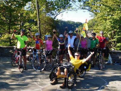 Group of riders biking Finger Lakes with Wilderness Voyageurs Bike Tour