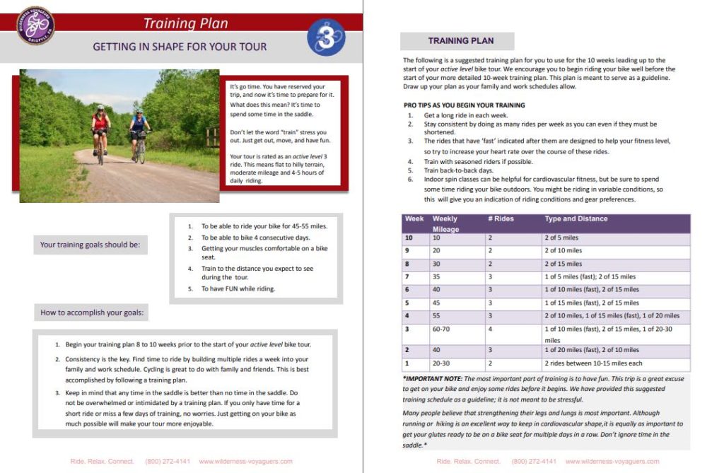 bike tour training plan