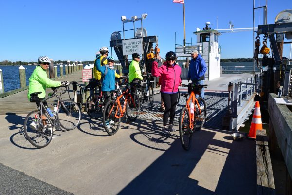Cyclists loading on the ferry on Chesapeake Bay