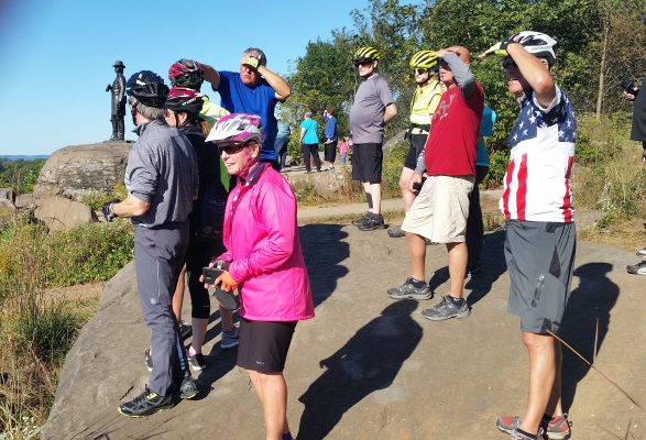 Cyclists touring Gettysburg on the Getytysburg and the Civil War Bike Tour with Wilderness Voyageurs